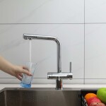 AYSU 3-Wege-Wasserhahn aus Edelstahl – Mischbatterie mit separatem Anschluss für gefiltertes Wasser
