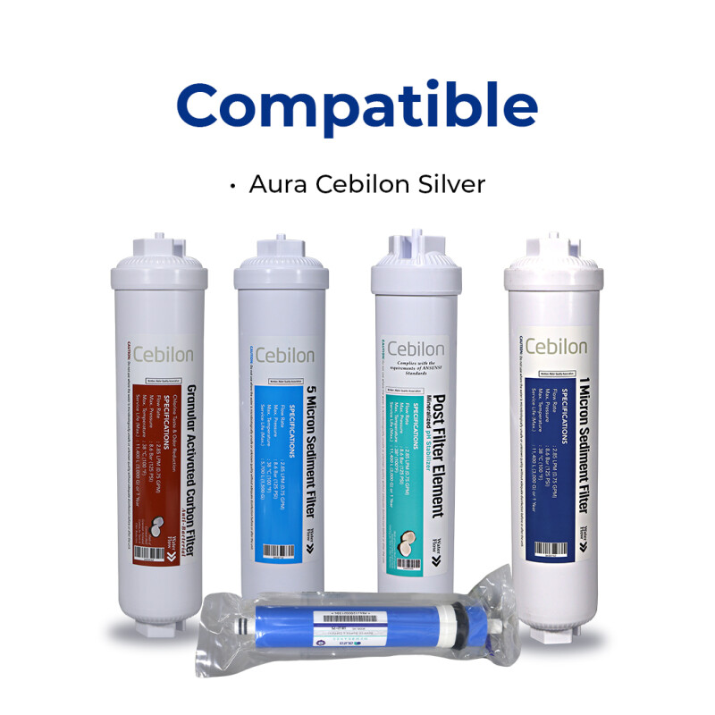 Aura Cebilon Ersatzfilter-Satz (5er Set)-Kompatibel mit Cebilon Silver Umkehrosmose-System